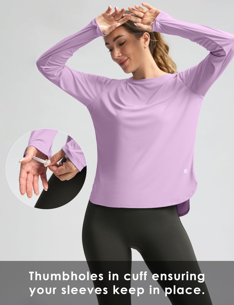 Women's Sun Shirts UPF 50+ Long Sleeve UV Protection Shirt Lightweight Quick Dry Workout Hiking Tops for Women(Purple,XS)