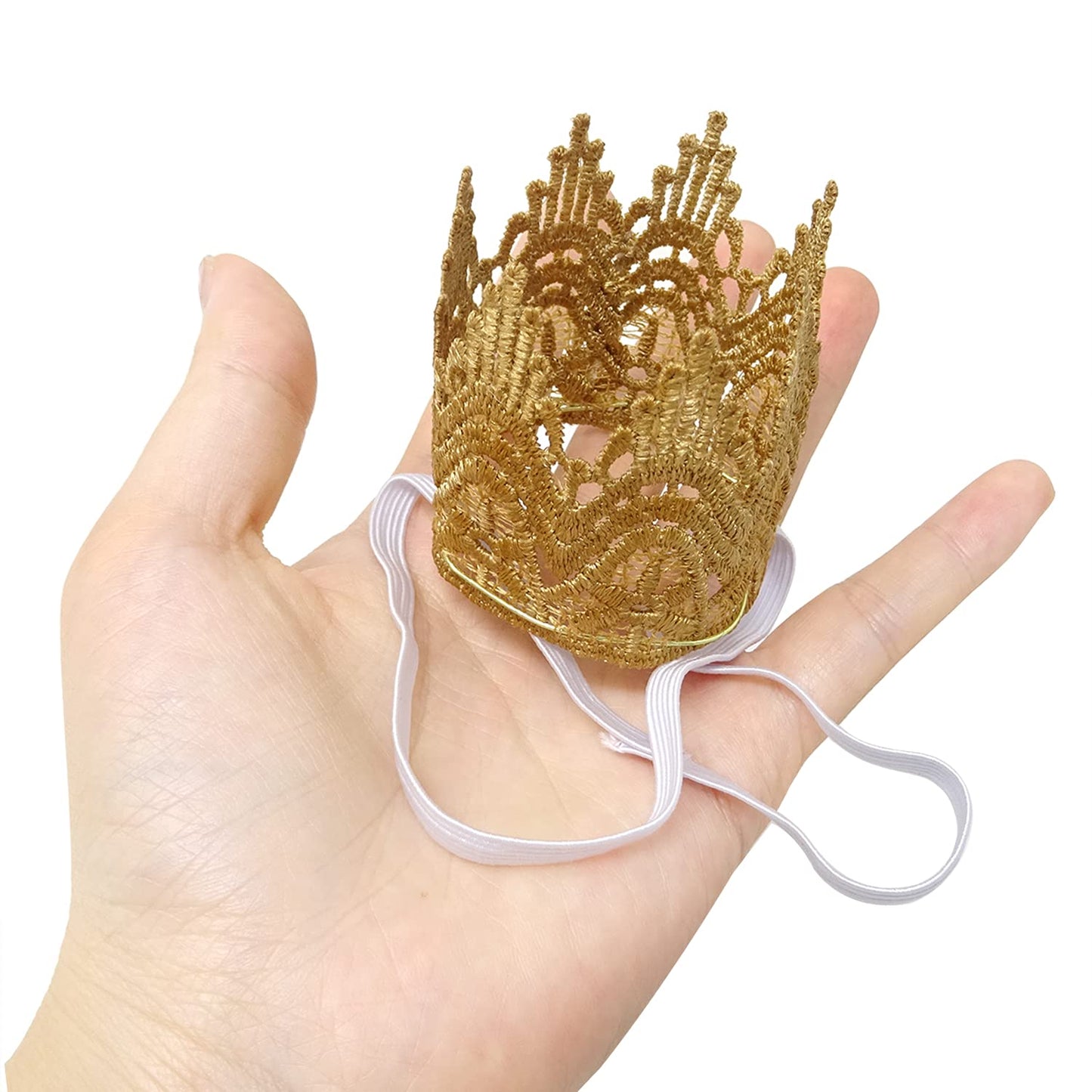 Honbay Tiny Vintage Golden Lace Crown Headband, Baby Princess Tiara, First Birthday Hat, Newborn Crown Photo Prop