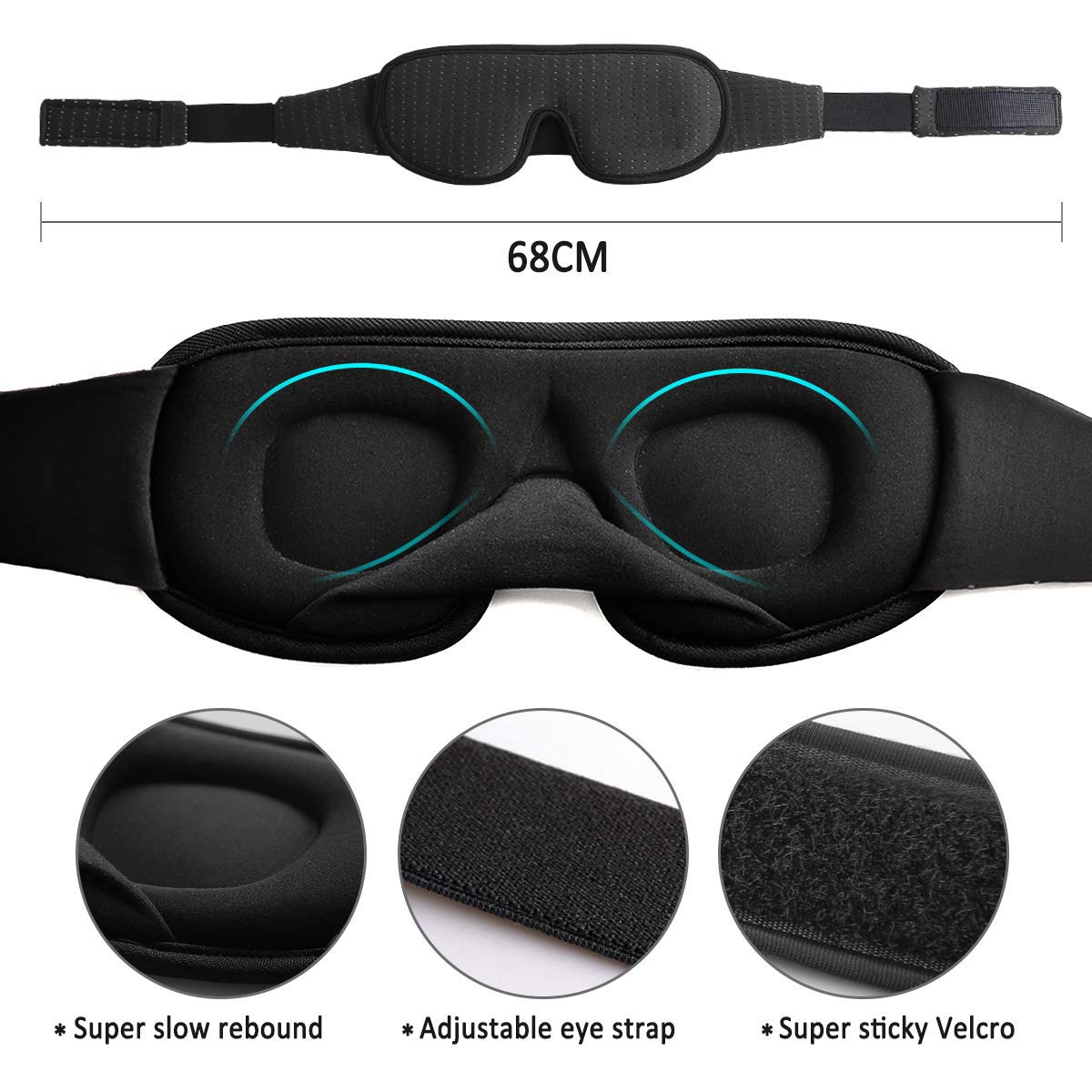 LEEKEN 3D Sleeping Eye Mask - 100% Lights Blockout Sleep Mask for Men Women, Cool Sports Fabric Eye Cover for Travel/Nap/Night Sleeping,Comfortable and Breathable… (mesh-Grey)