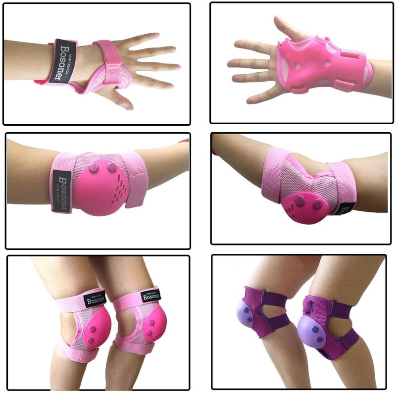 BOSONER Kids/Youth Knee Pads Elbow Pads Wrist Guards Set for 3-15 Years, Child Protective Gear Set for Multi-Sports Outdoor, Roller Skates, Cycling, BMX Bike, Skateboard, Scooter