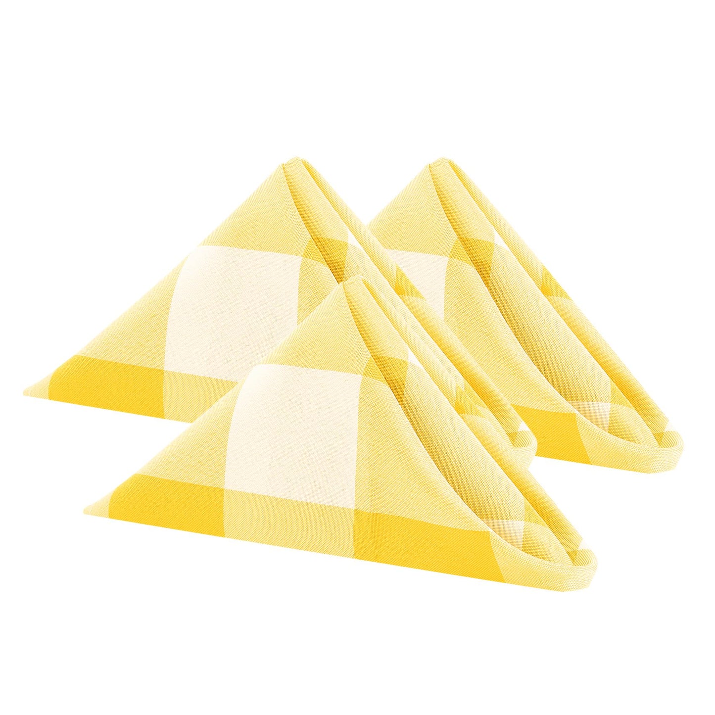 Buffalo Plaid Table Napkins Set of 50 Checkered Cloth Napkins 17x17 inch Washable Dinner Gingham Pattern Napkins Soft Napkins for Wedding Party Dining Banquet(Yellow and White)