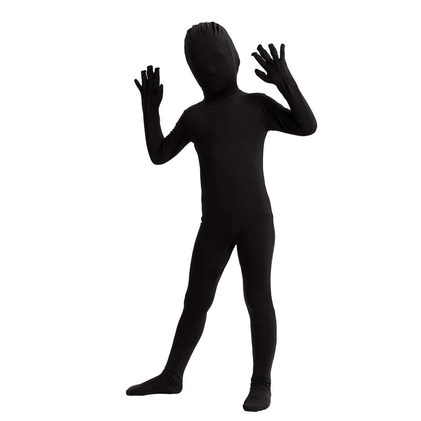 Spooktacular Creations Boy Black Shadow Demon Costume, Bodysuit Skin Costume for Kids Halloween Dress Up(Large(10-12 yr))
