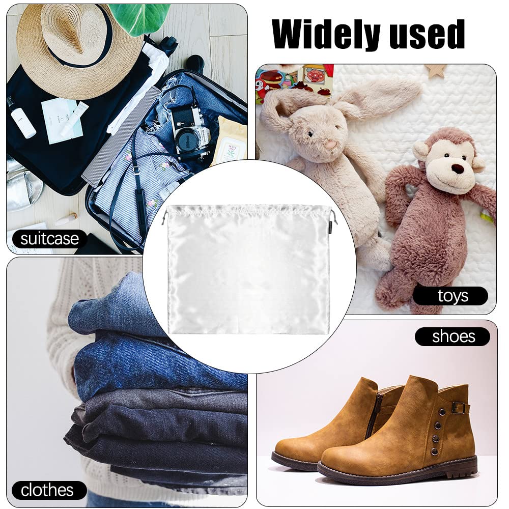 6 Pack Silk Dust Cover Bags for Handbags, Purses, Shoes & Boots - Dustproof Drawstring Bags - Travel Storage Pouches (White, 23.6 19.6 in)