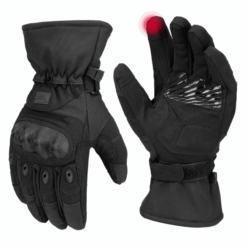 KEMIMOTO Winter Warm Motorcycle Gloves, Tactical Gloves for Men with Touchscreen Hard Shell & Palm Padding for Motorcycle Riding Tactical Airsoft Paintball Hiking Camping Climbing Black L