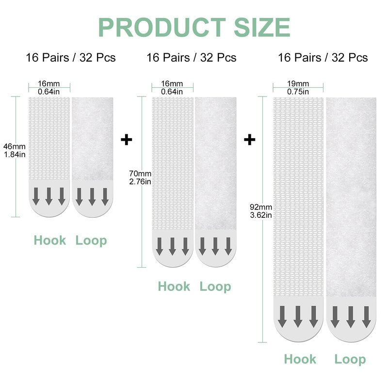 Picture Hanging Strips Kit Heavy Duty, 3 Size No Nails Adhesive Poster Strips for Frame Mounting Hooks, Damage Free Hanging Poster Hangers for Wall Decoration, Classroom, Renter Friendly, White 96 PCS
