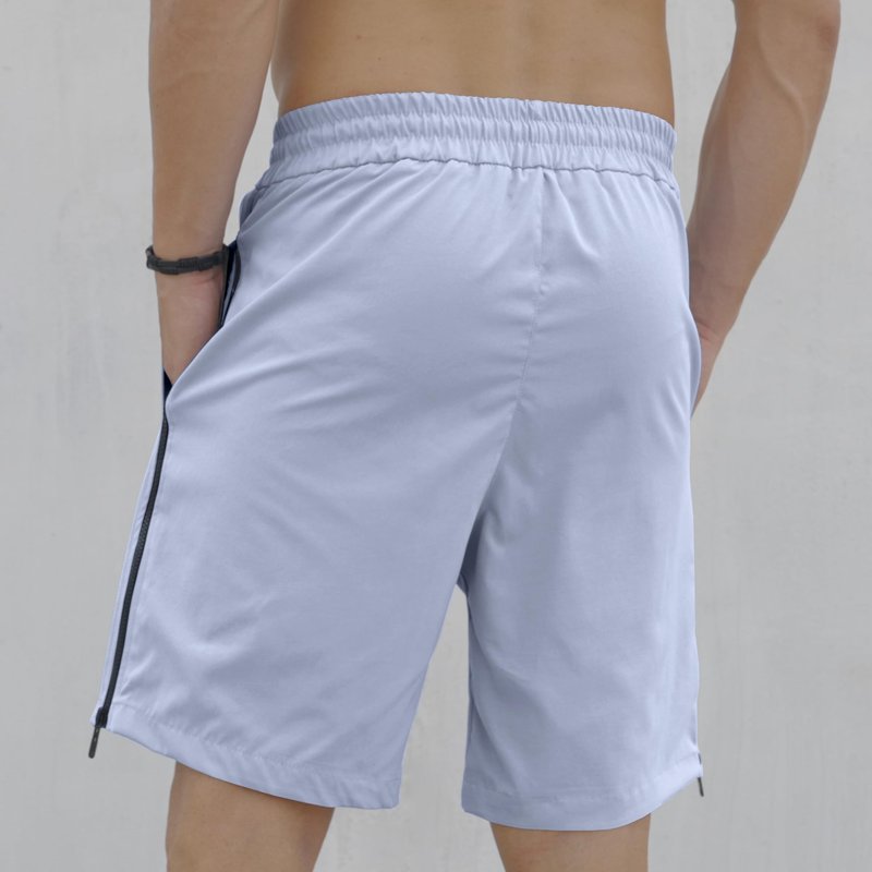 ZOCANIA Mens Casual Shorts Side Zipper Beach Gym Short Pants Elastic Waist Drawstring Shorts with Pockets Blue