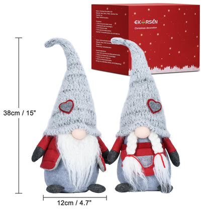 EKARSEN Handcraft Pair Gnome Gonk Dolls House Decoration Cute Tomte Dwarf Toy - Sweet Gift for Valentine Christmas Newyear Easter