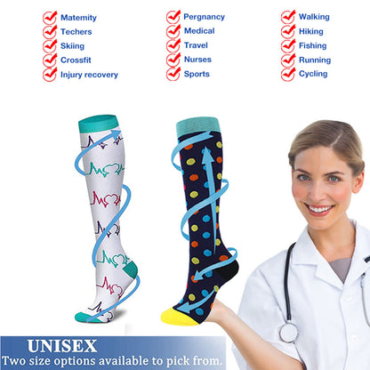 YYW Compression Socks for Men & Women 7 Pairs Best for Running Medical Sports Flight Travel Pregnancy 20-25mmHg (Compression Socks 1,S-M)