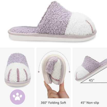 SINNO Cute Animal Slippers for Women Indoor Outdoor Memory Foam House Slipper Soft Warm Cozy Fuzzy Bedroom Non-Slip Shoes Christmas Gift ladies