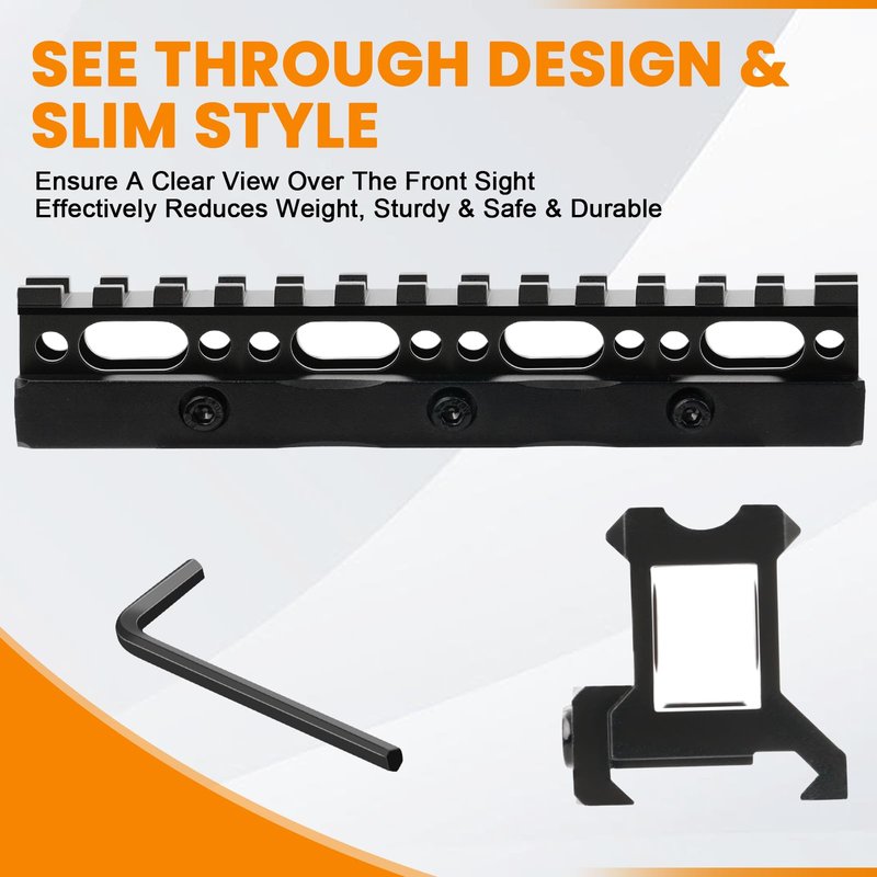PUKESI 13 Slots Picatinny Rail Riser Mount, 1" High Profile Picatinny Riser Mount Short Pic Rails Accessories for Optic Red Dot Risers, with See-Through Design