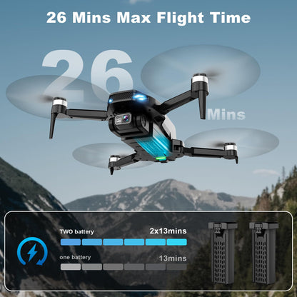 Drone with Camera, 2K HD FPV Drone with Brushless Motor, Altitude Hold, Gesture Selfie, One Key Take Off/Landing, 3D Flips, Waypoint Fly, 2 Batteries, Foldable Mini Drones for Kids and Beginners