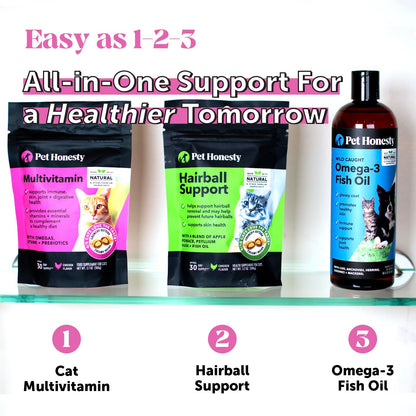 Cat Multivitamin Chews - Cat Treats for Health + Immune, Joint Support, Skin & Coat, and Digestion - Omega 3s, Lysine & Probiotics for Cats, Vitamins for Cats - Chicken (90-Day Supply)