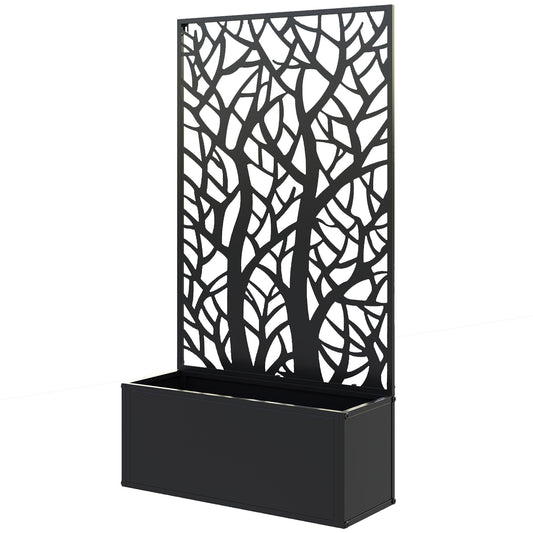 YBCHFGA Metal Raised Garden Bed with Privacy Panel
