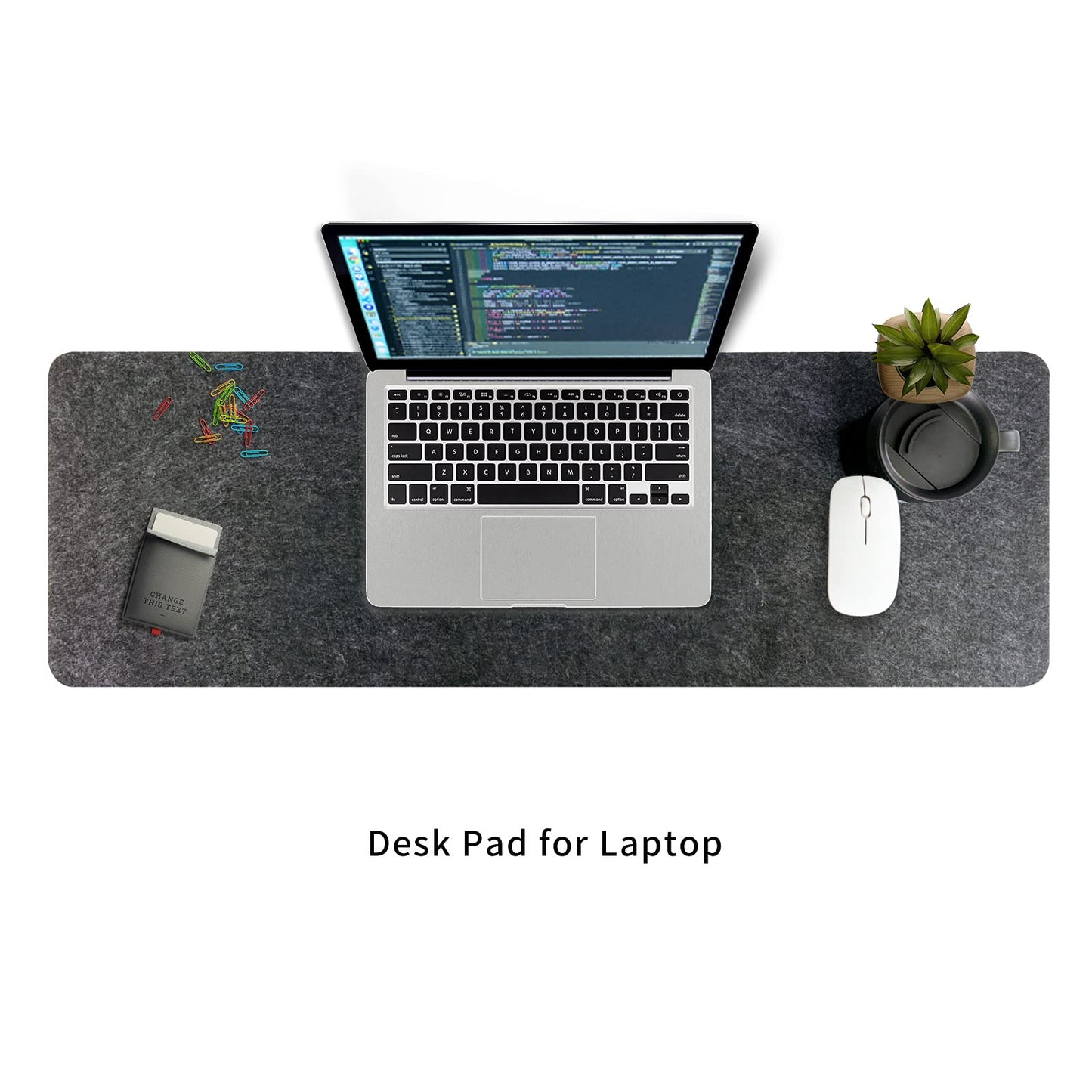 Felt Desk Mat | Computer Mat for Desk(36x12Inches) | Large Felt Mouse Pad and Keyboard Mat | Desk Protector for Office | Dark Gray