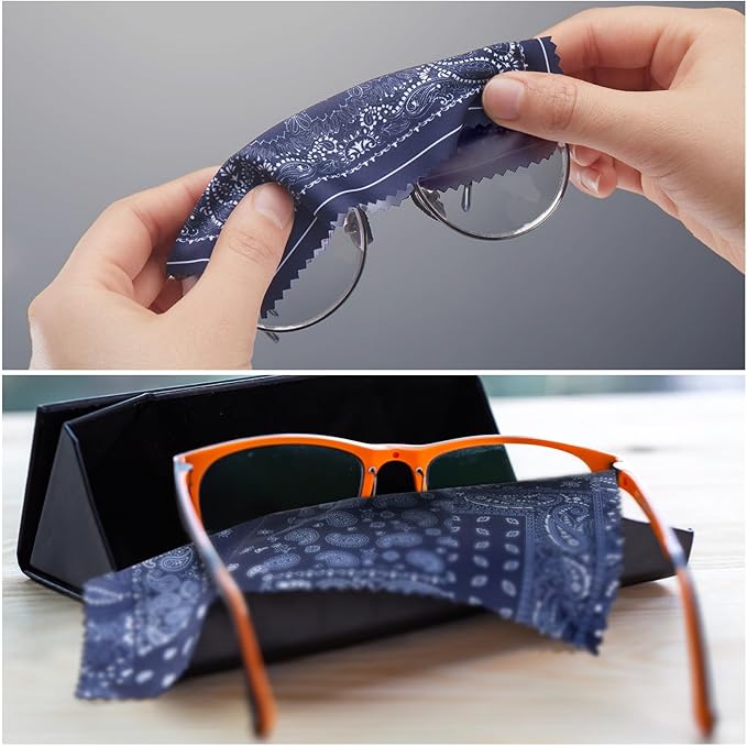 24 Pcs Microfiber Cleaning Cloth Paisley Elegant Flowers Design Glasses