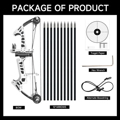 Archery Bow Set Laser Compound Bow Stainless Steel Training Bow Outdoor Sports Hunting Cool Stuff Professional Competition （Black）