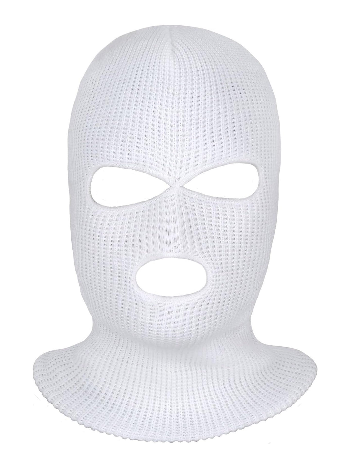SATINIOR 3 Holes Ski Mask Full Face Cover Outdoor Balaclava Winter Knitted Neck Gaiter for Halloween Sports Cycling(Large,Pure White)