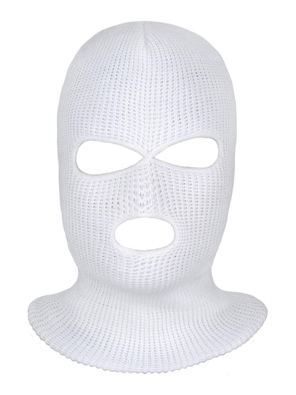 SATINIOR 3 Holes Ski Mask Full Face Cover Outdoor Balaclava Winter Knitted Neck Gaiter for Halloween Sports Cycling(Large,Pure White)
