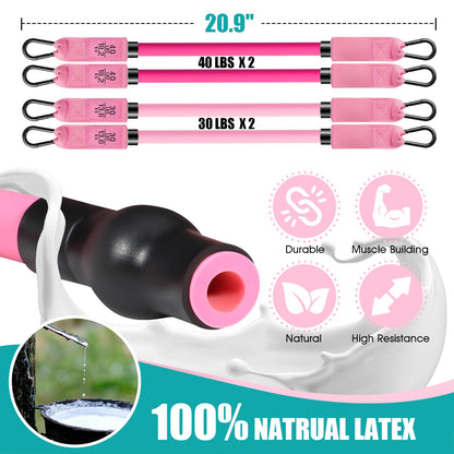 Ayombo Pilates Bar Kit with Resistance Bands, Pilates Workout Equipment for Legs, Hip, Waist, Arm, Squats Exercise Equipment for Home Workouts, Adjustable 3-Section Pilates Bar Kit for Women & Men