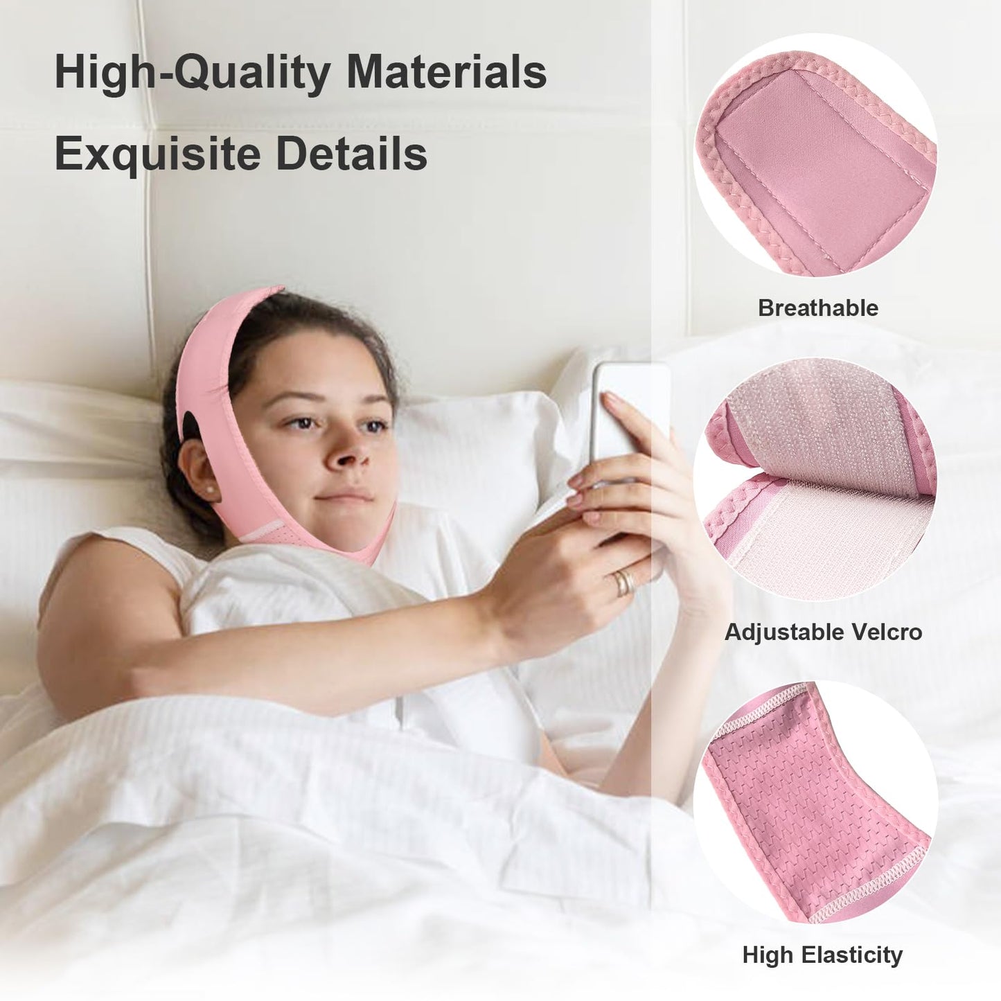 Chin Strap for CPAP Users, Chin Strap for Snoring, Chin Srap for Sleeping, Anti Snoring Devices Adjustable, Anti Snoring Devices Breathable and Reusable, Chin Strap for Men and Women to Stop Snoring