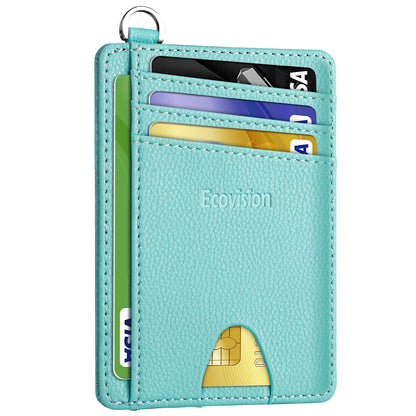EcoVision Slim Minimalist Front Pocket Wallet, RFID Blocking Credit Card Holder Wallet with Detachable D-Shackle for Men Women