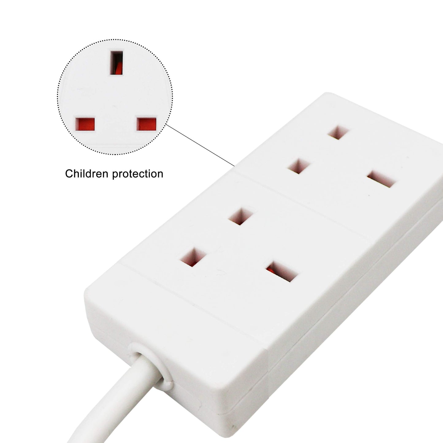 ExtraStar 2 Way Extension Lead, 13A Fused UK Plug Extension Socket, 1M Extension Cable Power Strip - White
