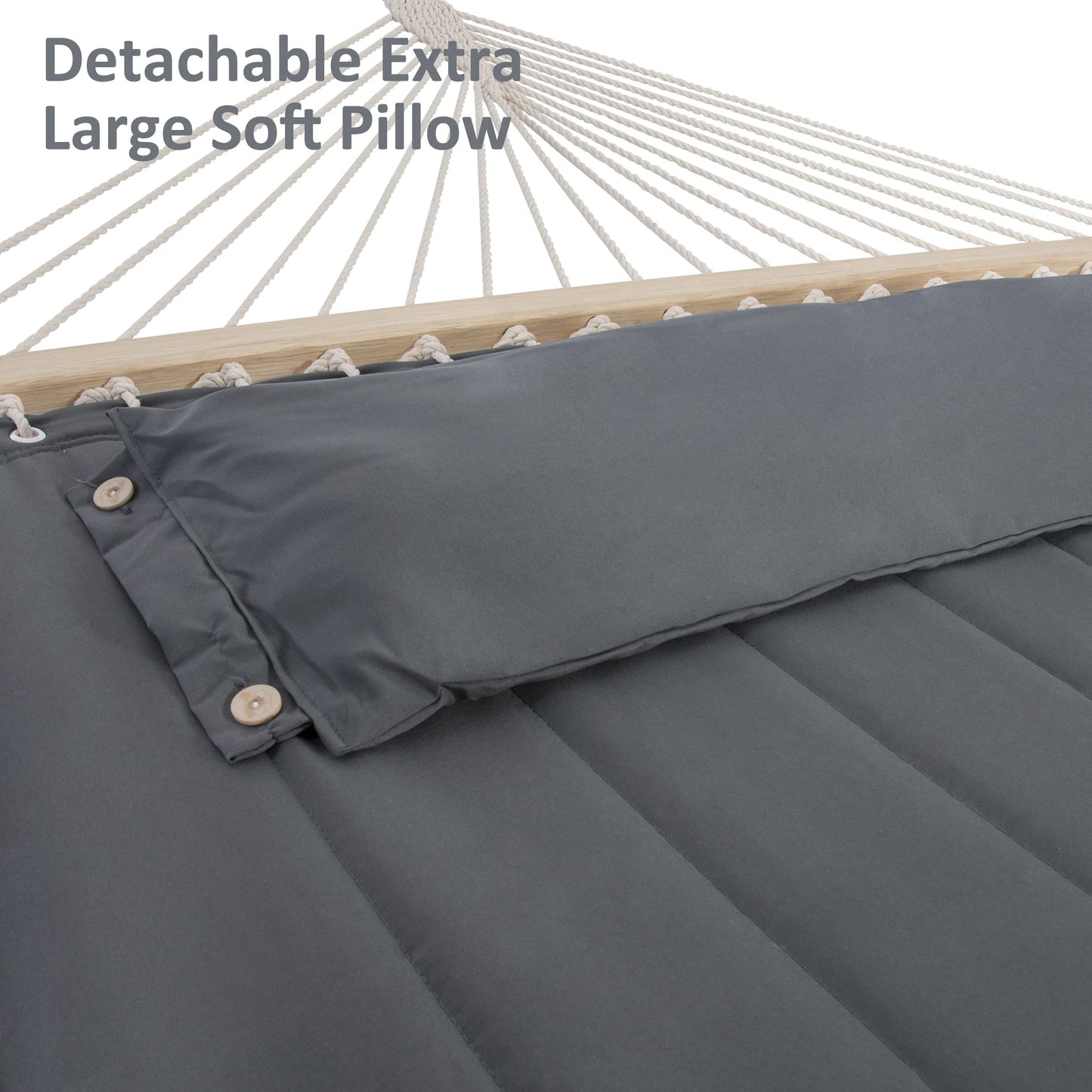 SUNCREAT 2 Person Hammock with Stand, Heavy Duty Portable Hammocks, 475 lbs Capacity, Dark Grey