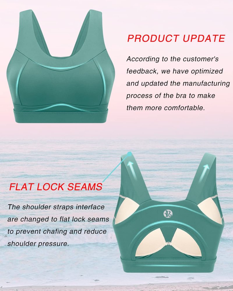 RUNNING GIRL High Impact Sports Bras for Women,Racerback Green Bra Workout Crop Tank Tops Longline Sports Bra Push up(WX2667 Dark Green 3XL)