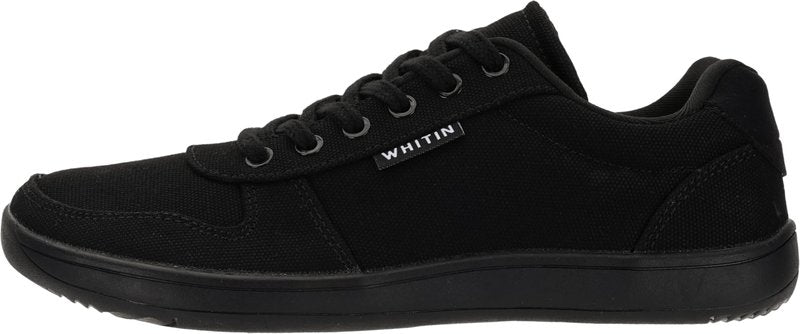 WHITIN Wide Toe Box Barefoot Sneakers for Women Canvas Minimalist Fashion Zero Drop Sole Shoes Size 7 Walking Training All Black 38