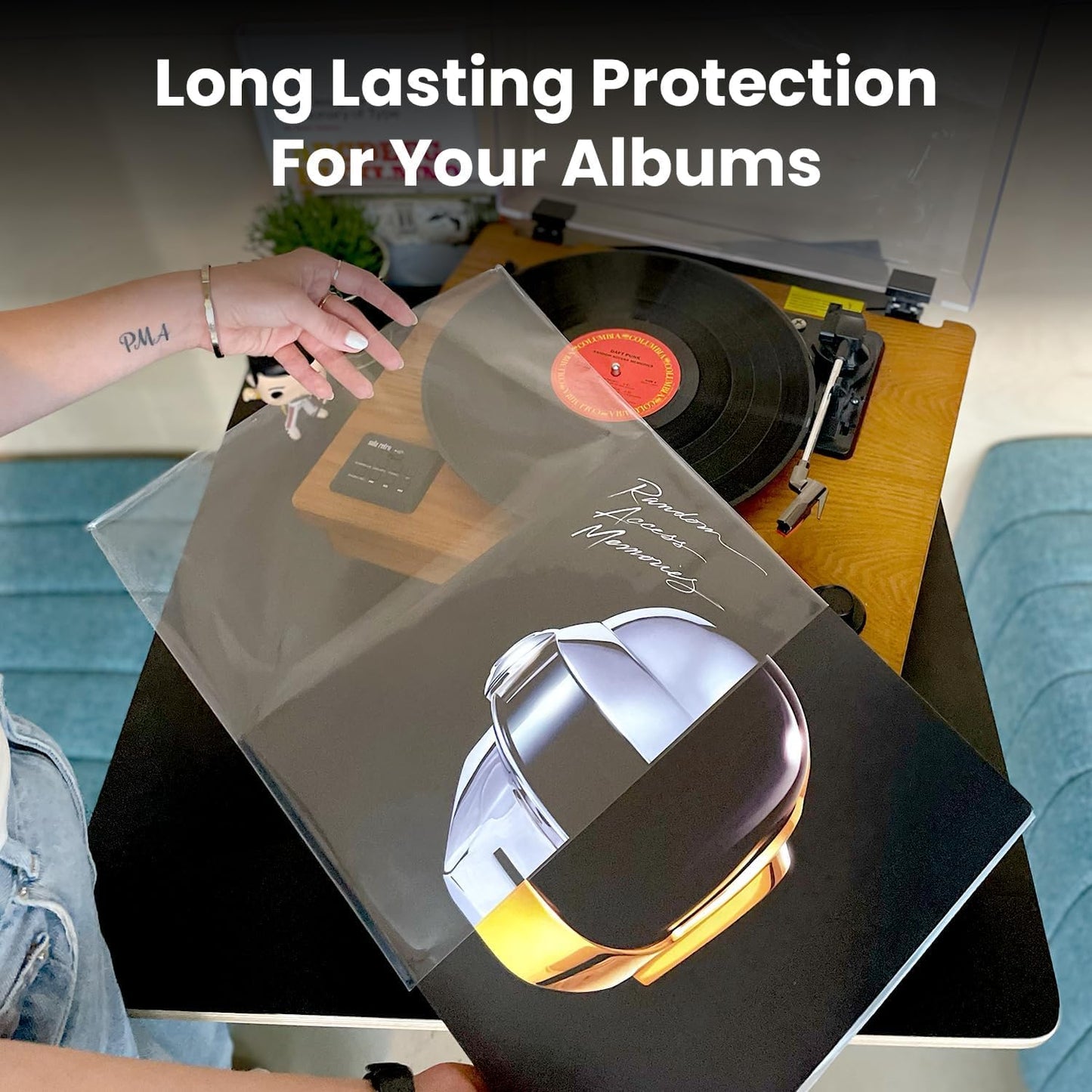 EVEO 25 Vinyl Record Sleeves Outer – Crystal Clear Outer Vinyl Sleeves LP Album Covers 12.75"x12.75" | Perfect Fit Protective 3 Mil Protection for Single & Double LPs - Archival Quality