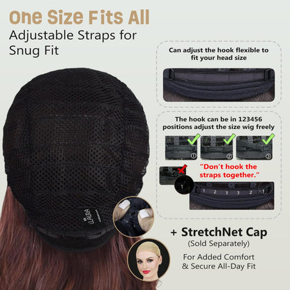 ALLAURA Compatible with Janis Joplin Wig – 3pc Long Brown Hippie Wig Costume Set with Bandana & Glasses – 60s 70s Unisex Hippy Look for Men & Women, Retro Festival Style, Halloween, Music Icon Cosplay