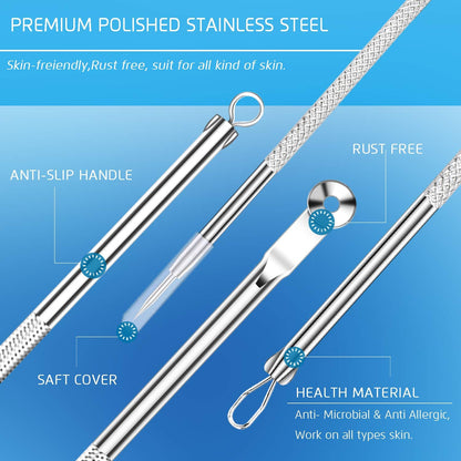 Blackhead Remover Tools Pimple Popper Tool Kit, Comedones Extractor Acne Removal Kit for Blemish, Black Head Remover for face Risk Free Treatment for Whitehead Popping