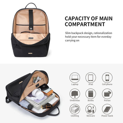 GOLF SUPAGS Laptop Backpack for Women Slim Computer Bag Work Travel College Backpack Purse Fits 15.6 Inch Notebook (Black)