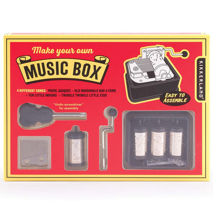 Kikkerland DIY Build Your Own Hand Crank Music Box Mechanical Movement Tool Kit, Custom Songs, Gifts for Music Lovers