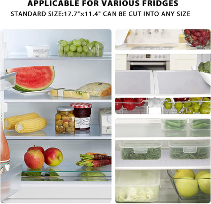 AKINLY 9 Pack Washable Waterproof Fridge Liners and Drawer Mats, Refrigerator Shelving Pads in White