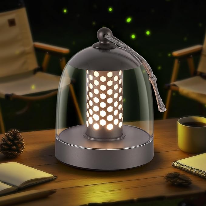 Outdoor Cordless Table Lamp Rechargeable,Water Proof Shower Lamp for Bathroom,Small Ambient Bedside Lamps for Night Stands (Silver Gray)