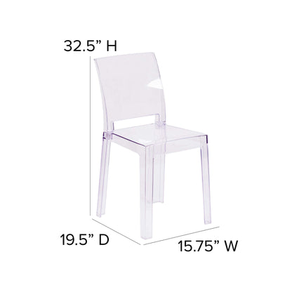 Flash Furniture Emilie Ghost Chair with Square Back in Transparent Crystal