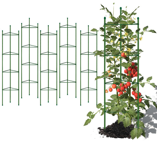 G-LEAF 6 Pack 5ft Tomato Cage for Garden Plant Support, Garden Stakes Tomato Cage, Tomato Cages Plant Stakes for Climbing Plants
