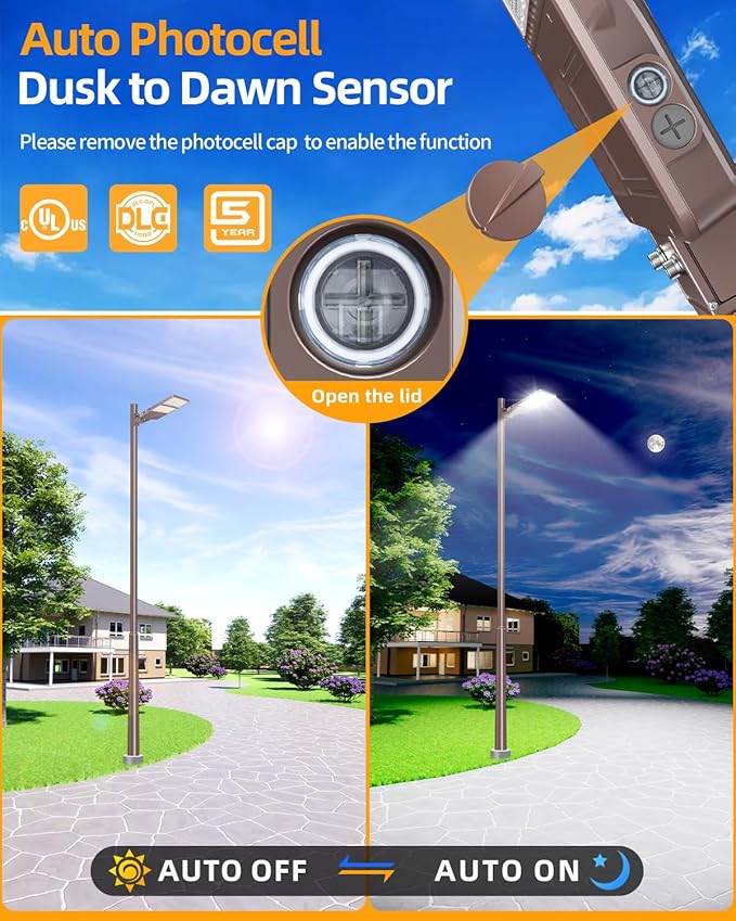 ADUB 240W LED Parking Lot Lights with Photocell, UL Listed 33600LM LED Shoebox Lights Adjustable, 5000K LED Pole Light Outdoor, IP65 Waterproof Exterior Flood Light