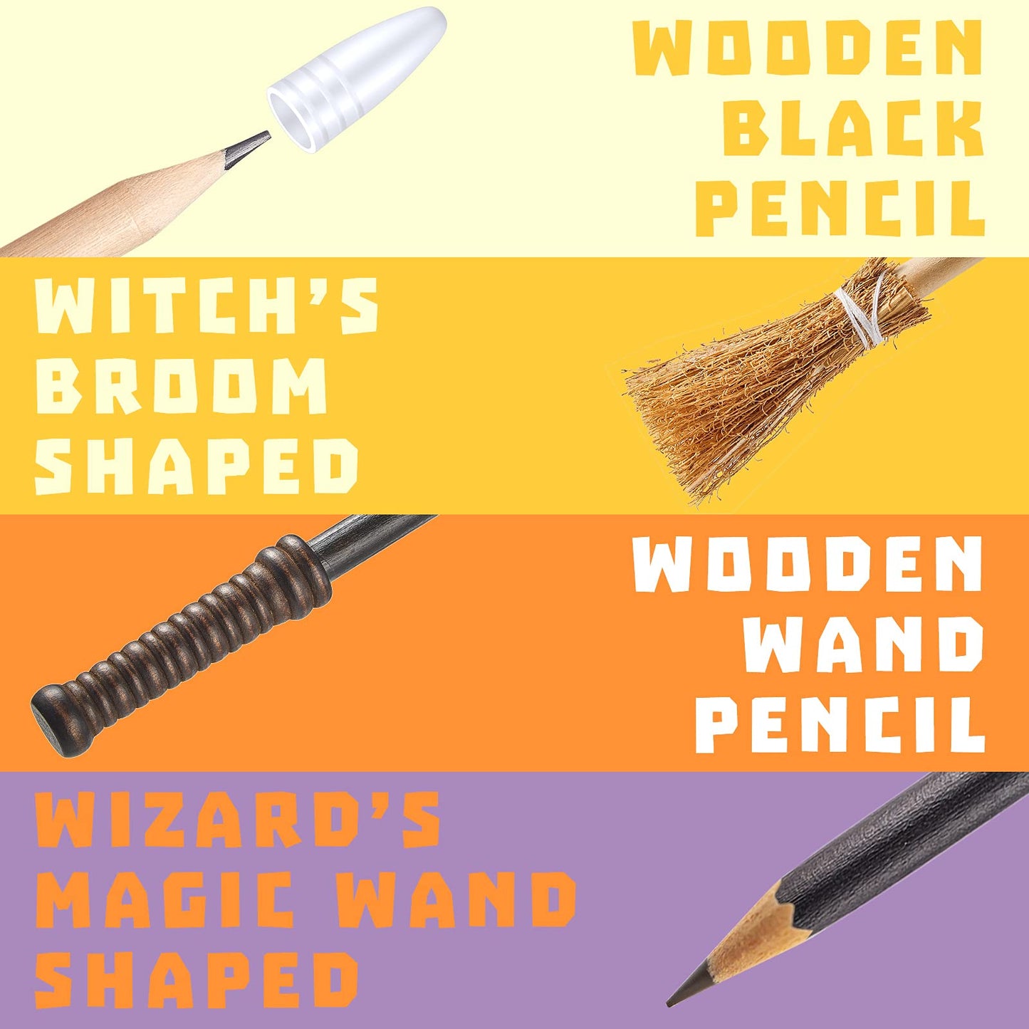 Chinco 20 Pcs Wand Pencils Party Favors Witch Broom Pencils Bulk Set, Halloween Wand Theme Birthday Goody Bag Filler Favors for Kids Teen Tween Boys Girls School Rewards