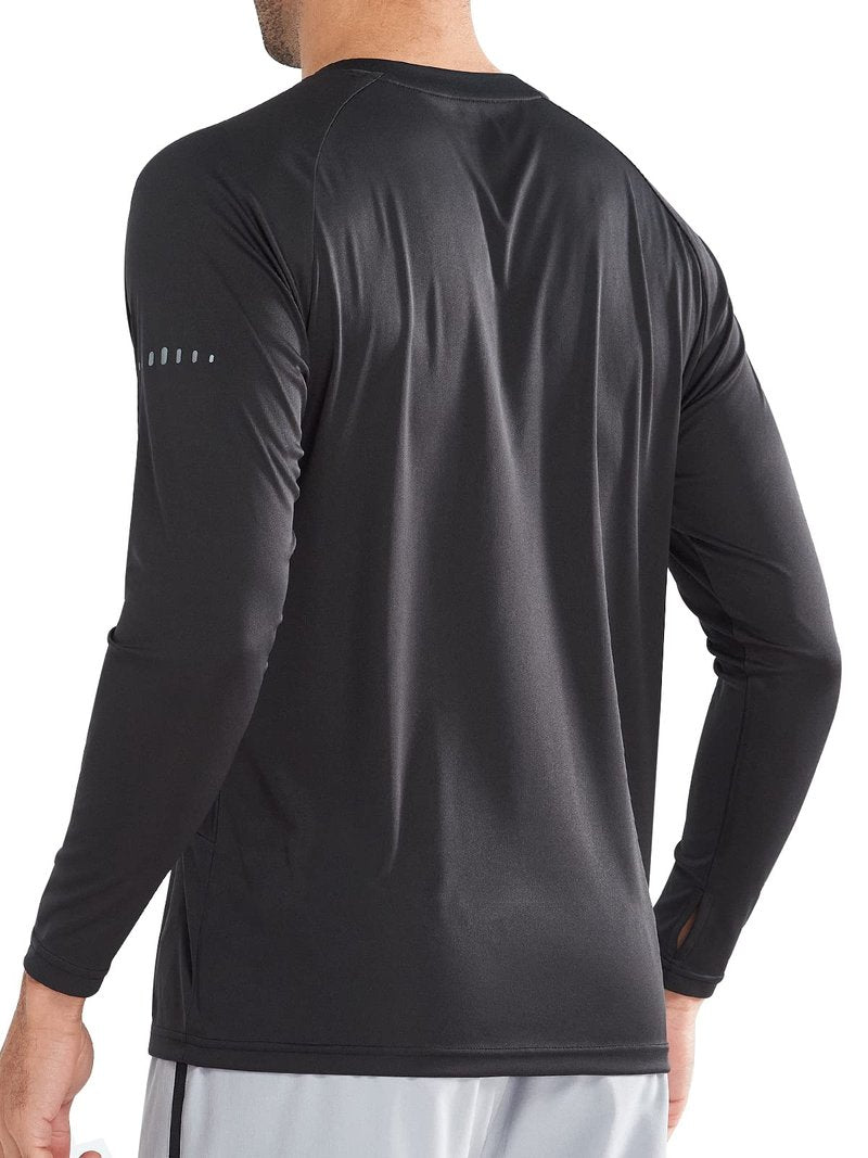 NORTHYARD Men's Sun Protection Shirts UPF 50+ Long Sleeve Swim Rash Guard Shirt Running Workout Athletic Hiking UV Fishing Black L