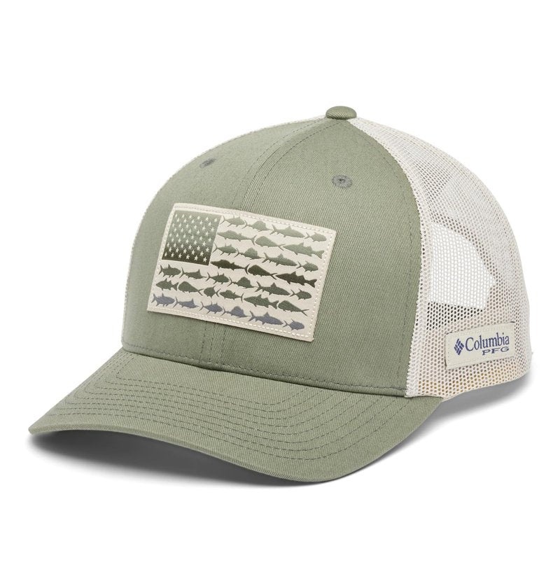 Columbia Unisex PFG Fish Flag Mesh Snap Back, Cypress/Fossil, One Size