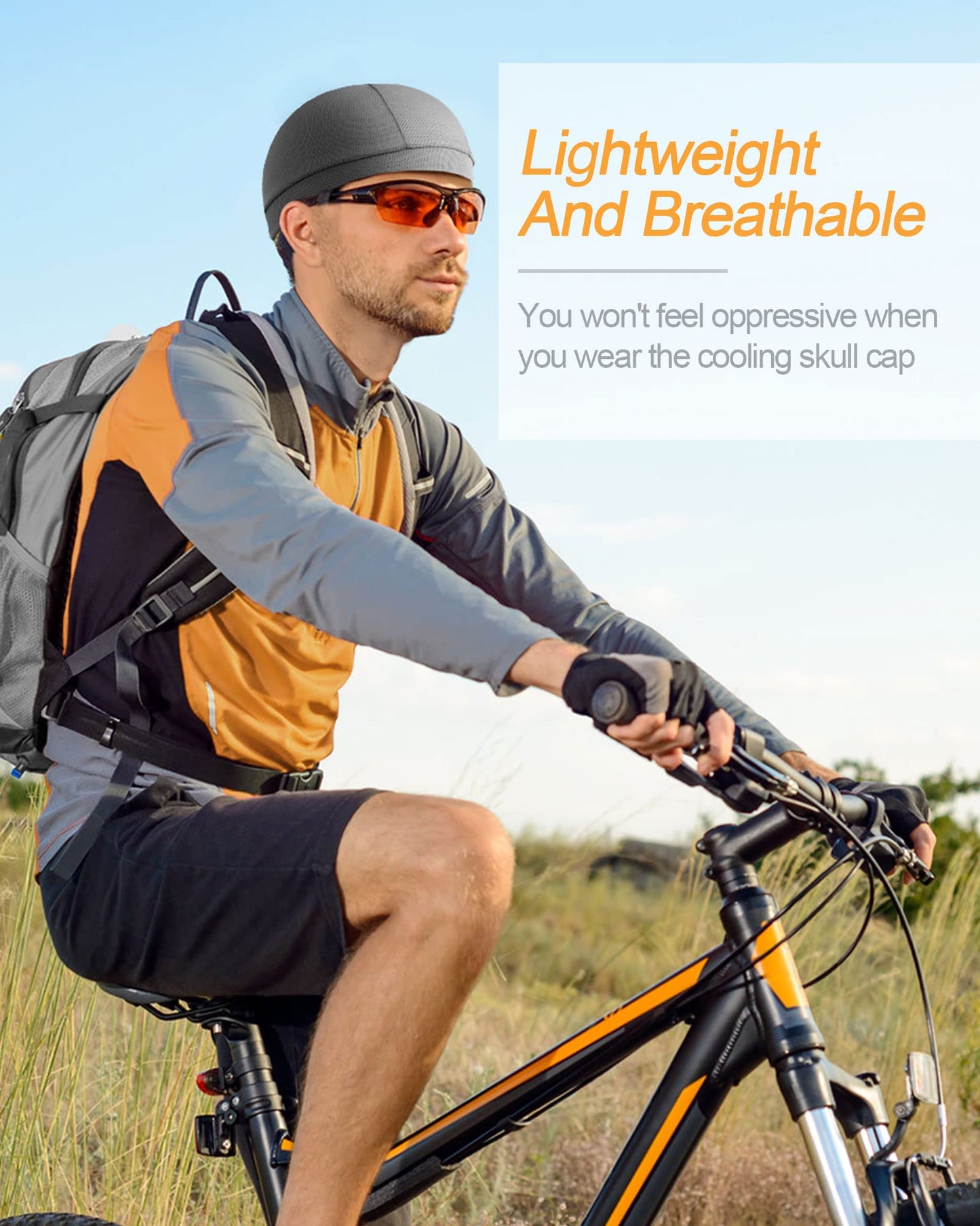 9 Pcs Cooling Skull Cap Camo Liner Sweat Wicking Cap Lightweight Cycling Cap Running Head Cap for Men Women (Black)