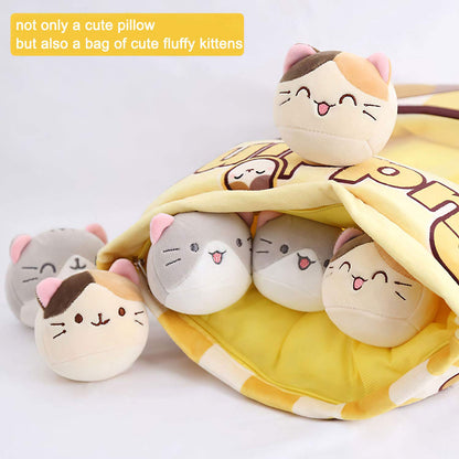 Naixin Cute Snack Pillow Stuffed Animal Toys Pudding Decorative Removable Kitty Cat Dolls Creative Toy Gifts for Teens Girls Kids,Height:35-40CM