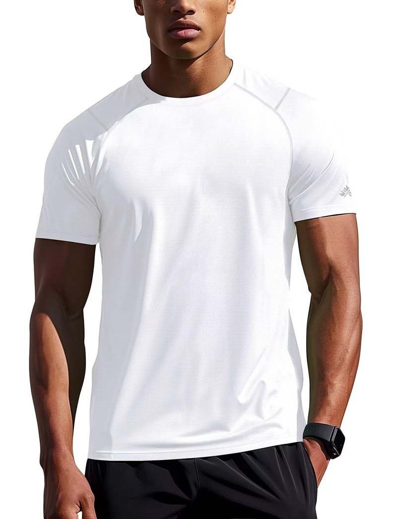 Mens Workout Shirts Dry Fit(White,L)