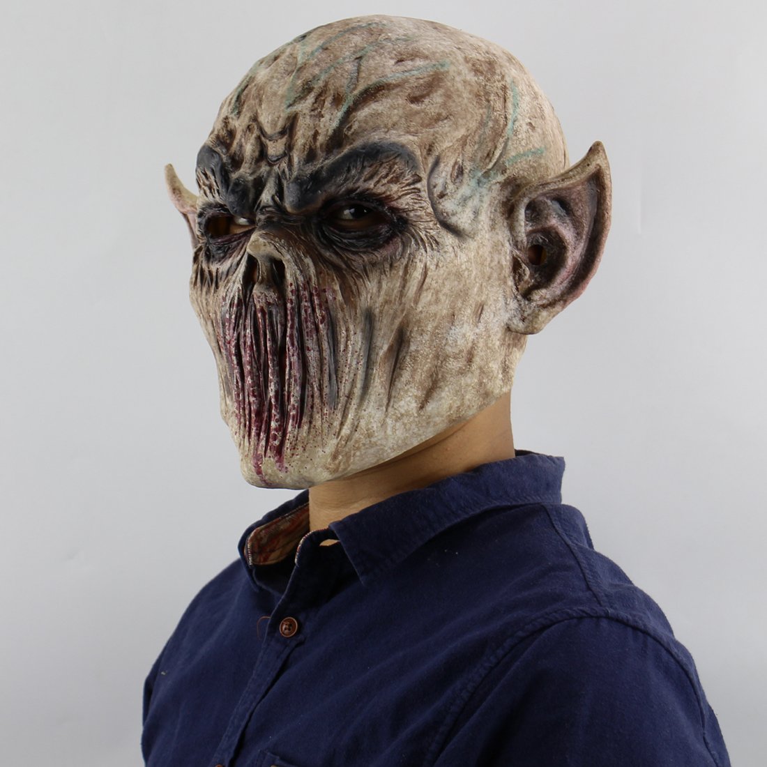 Quligeta Scary Halloween Mask Terror Ghost Devil Mask Dance Party Scary Biochemical Alien Zombie Caps Mask