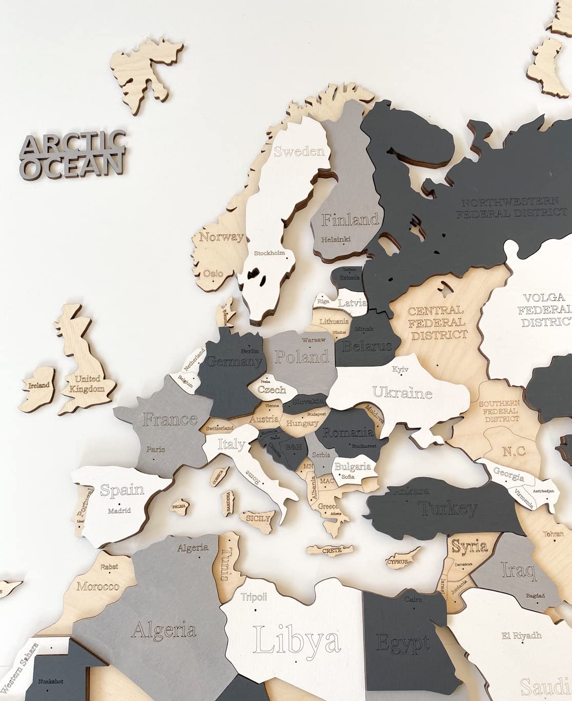 Wooden World Map 3D Art Large Wall Decor - Size (M, L, XL) Any Occasion Gift Idea - Wall Art For Home, Kitchen or Office (SIZE L, ALASKA)