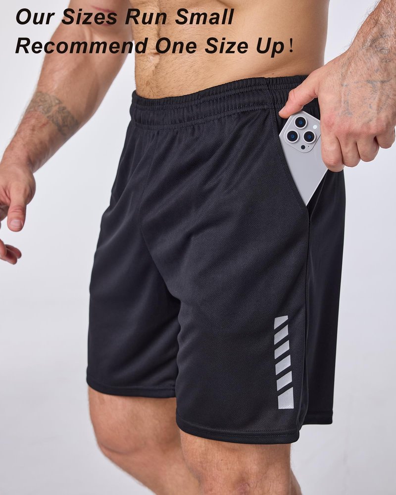 TEEPRIE Men’s Running Shorts, Athletic Gym Basketball Short with Pockets, Quick Dry Workout Short for Men Casual Sports