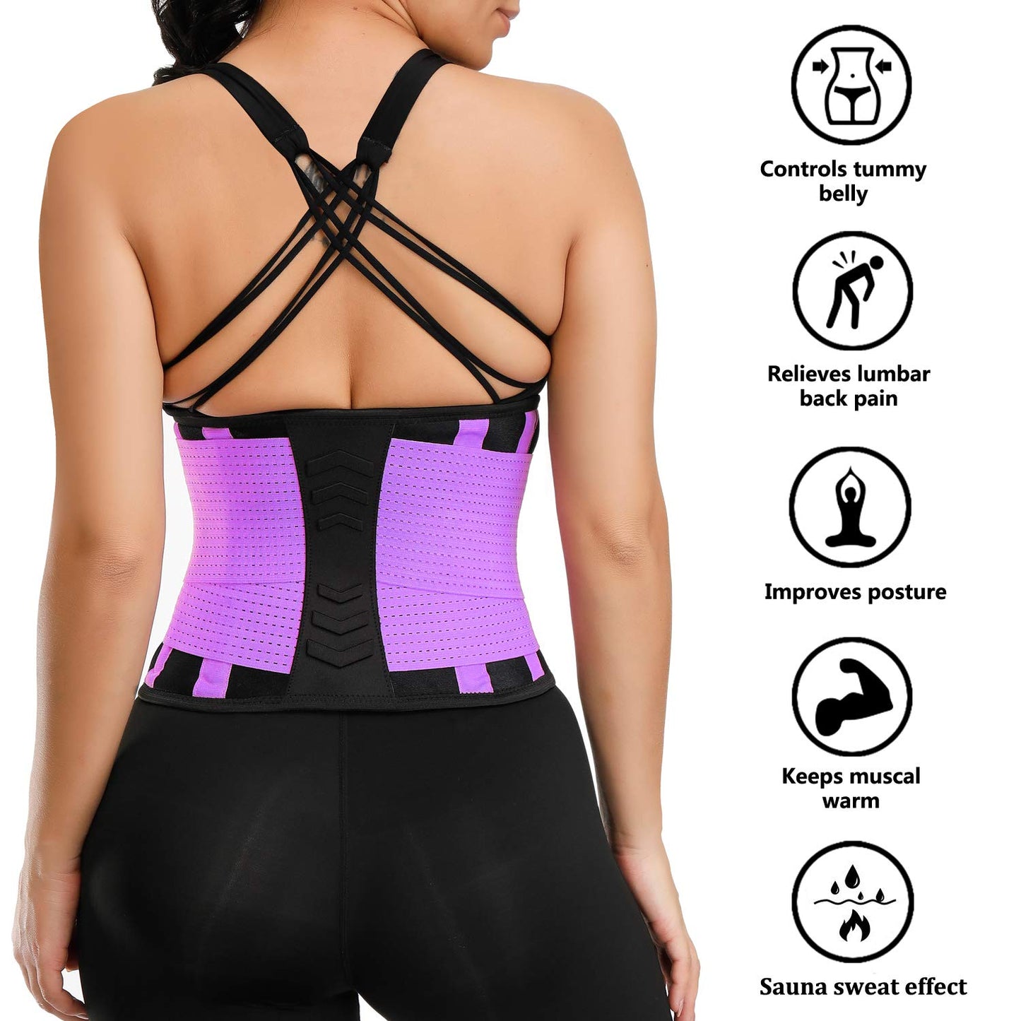 VENUZOR Waist Trainer Belt for Women - Waist Cincher Trimmer - Slimming Body Shaper Belt - Sport Girdle Belt (UP Graded)(Purple,L)