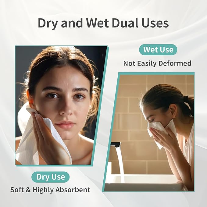 Disposable Face Towel 4 Boxes, 100% Pure Cotton, Soft & Skin Friendly Face